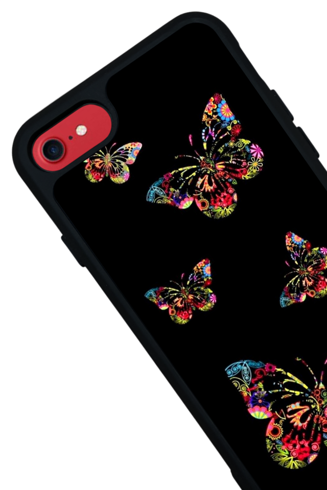 iPhone SE Uyumlu Kelebek Tasarımlı Glossy Premium Kılıf