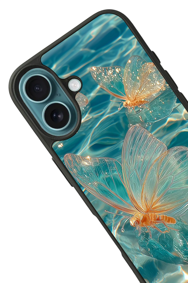 iPhone 16 Plus Uyumlu Kelebek Tasarımlı Glossy Premium Kılıf