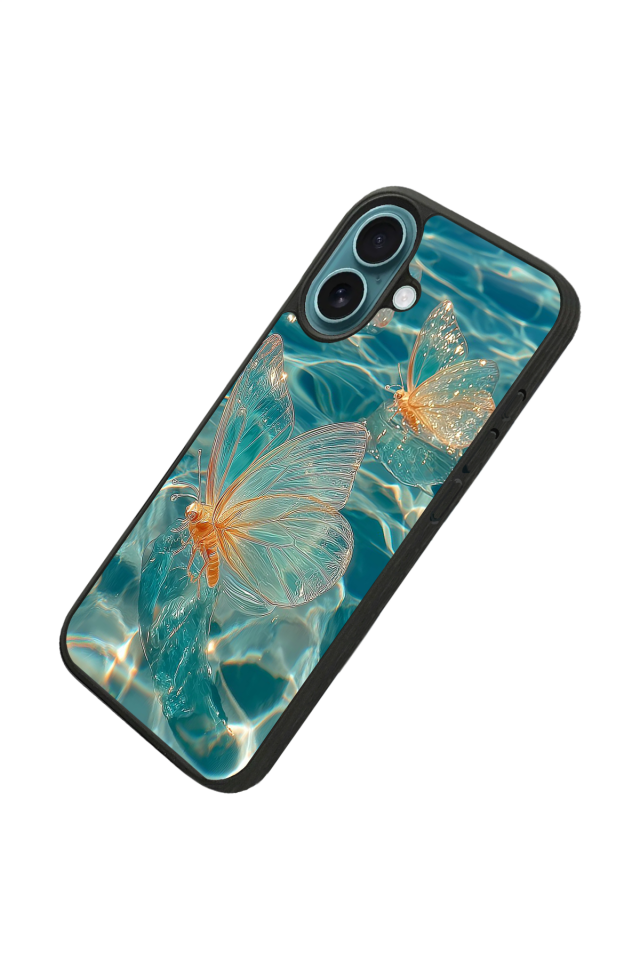 iPhone 16 Plus Uyumlu Kelebek Tasarımlı Glossy Premium Kılıf