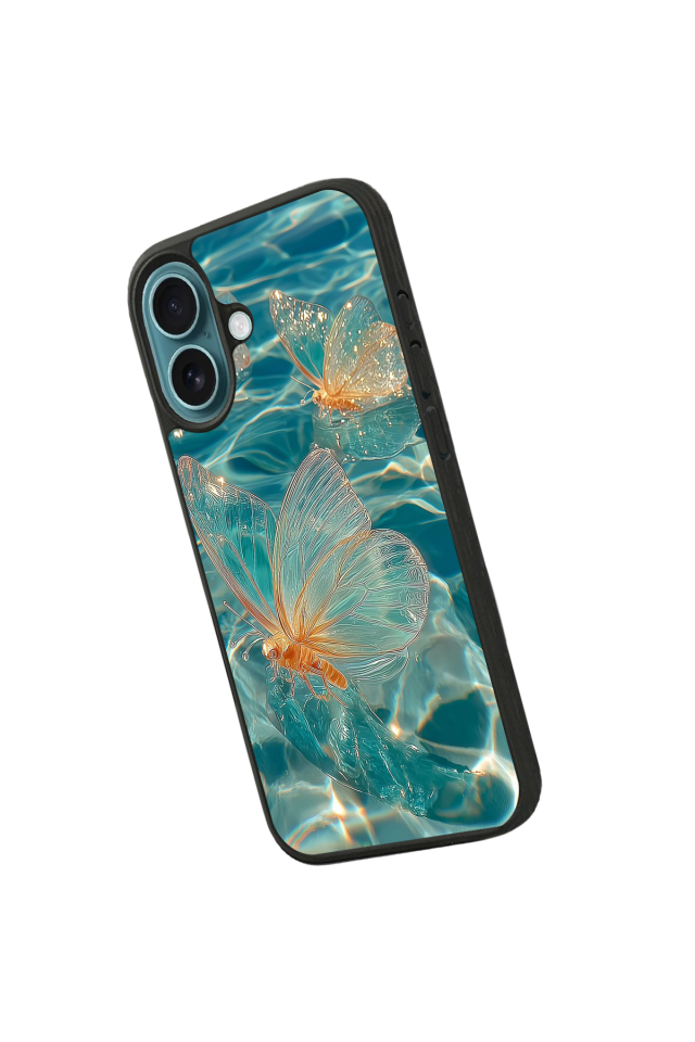 iPhone 16 Plus Uyumlu Kelebek Tasarımlı Glossy Premium Kılıf