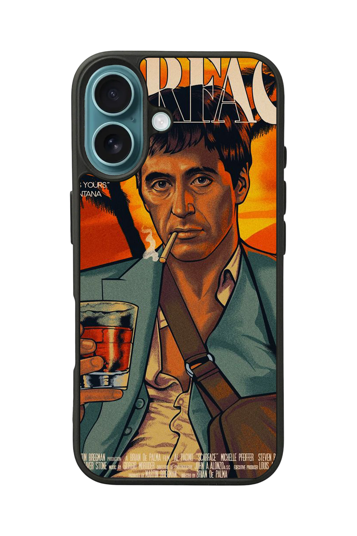 iPhone 16 Uyumlu Scarface Tasarımlı Glossy Premium Kılıf