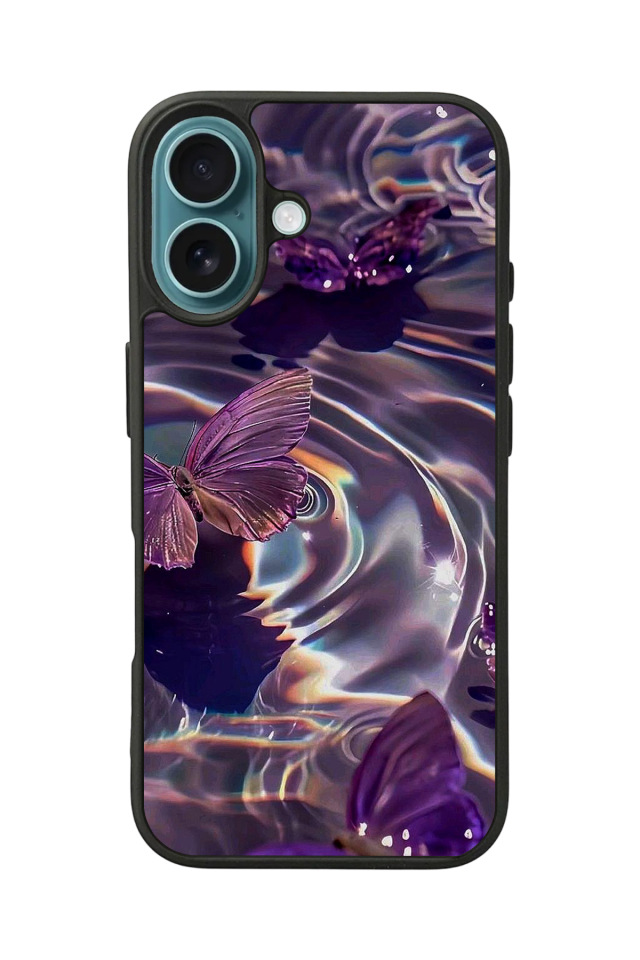 iPhone 16 Plus Uyumlu Kelebek Tasarımlı Glossy Premium Kılıf