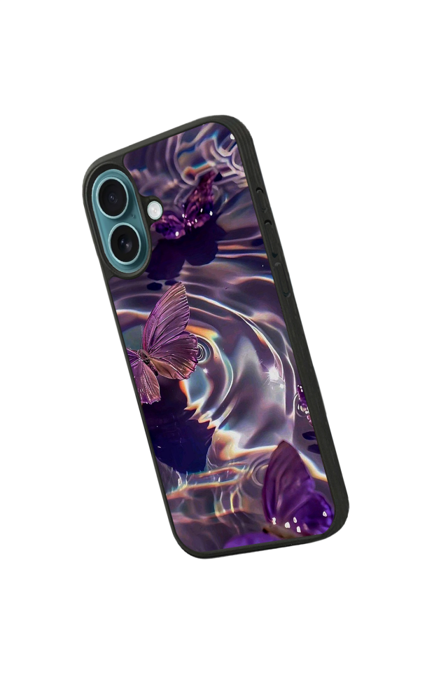 iPhone 16 Plus Uyumlu Kelebek Tasarımlı Glossy Premium Kılıf
