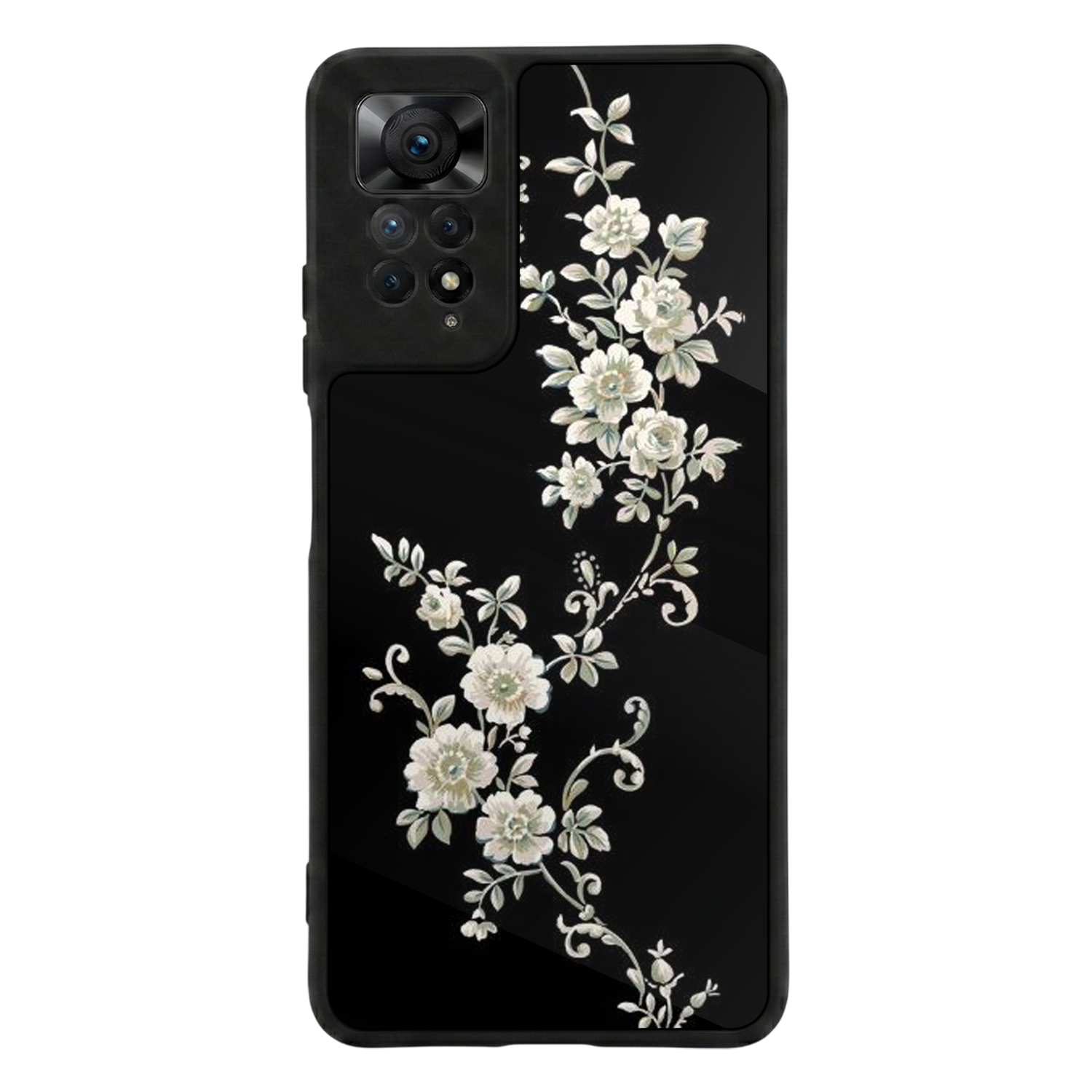 Xiaomi Redmi Note 11 Pro Uyumlu Yaldizli Cicek Tasarımlı Glossy Premium Kılıf