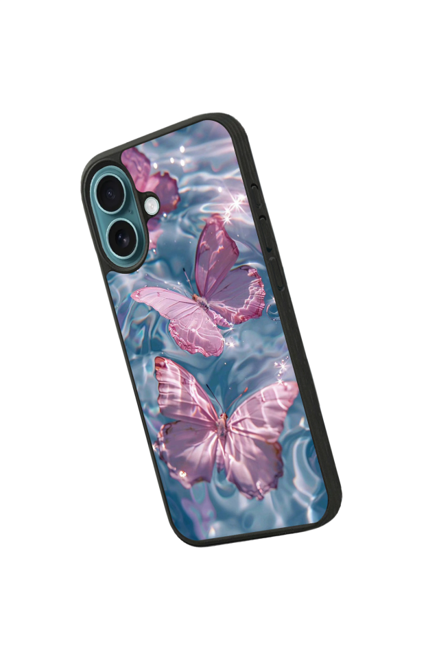 iPhone 16 Plus Uyumlu Kelebek Tasarımlı Glossy Premium Kılıf