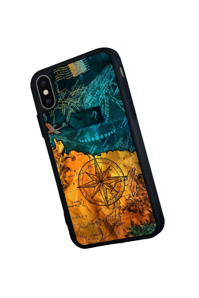 iPhone X/ XS Uyumlu Pusula Tasarımlı Glossy Premium Kılıf