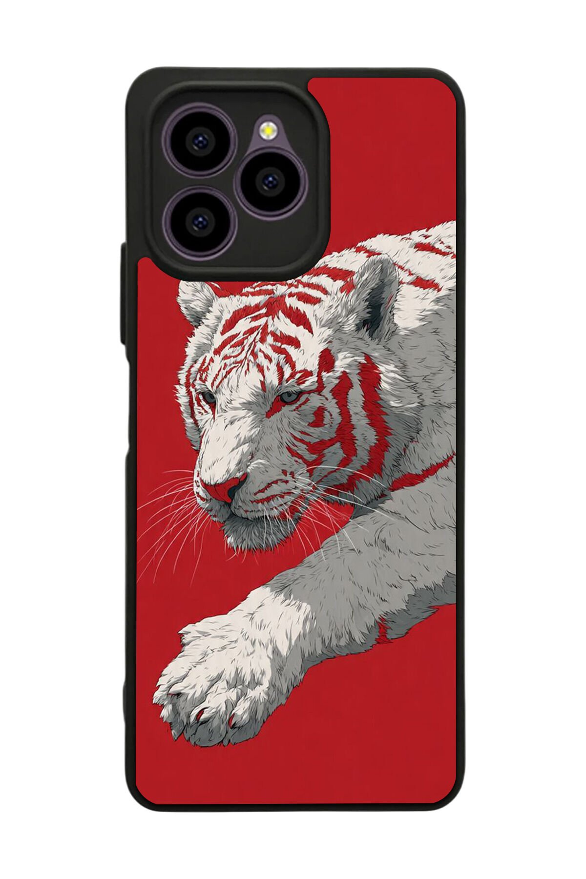 Omix X6 Uyumlu Kirmizi ve Kaplan Tasarımlı Glossy Premium Kılıf