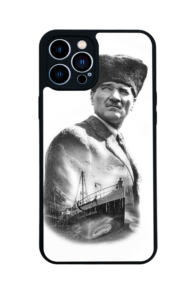 iPhone 13 Pro Max Uyumlu Mustafa Kemal Ataturk Tasarımlı Glossy Premium Kılıf