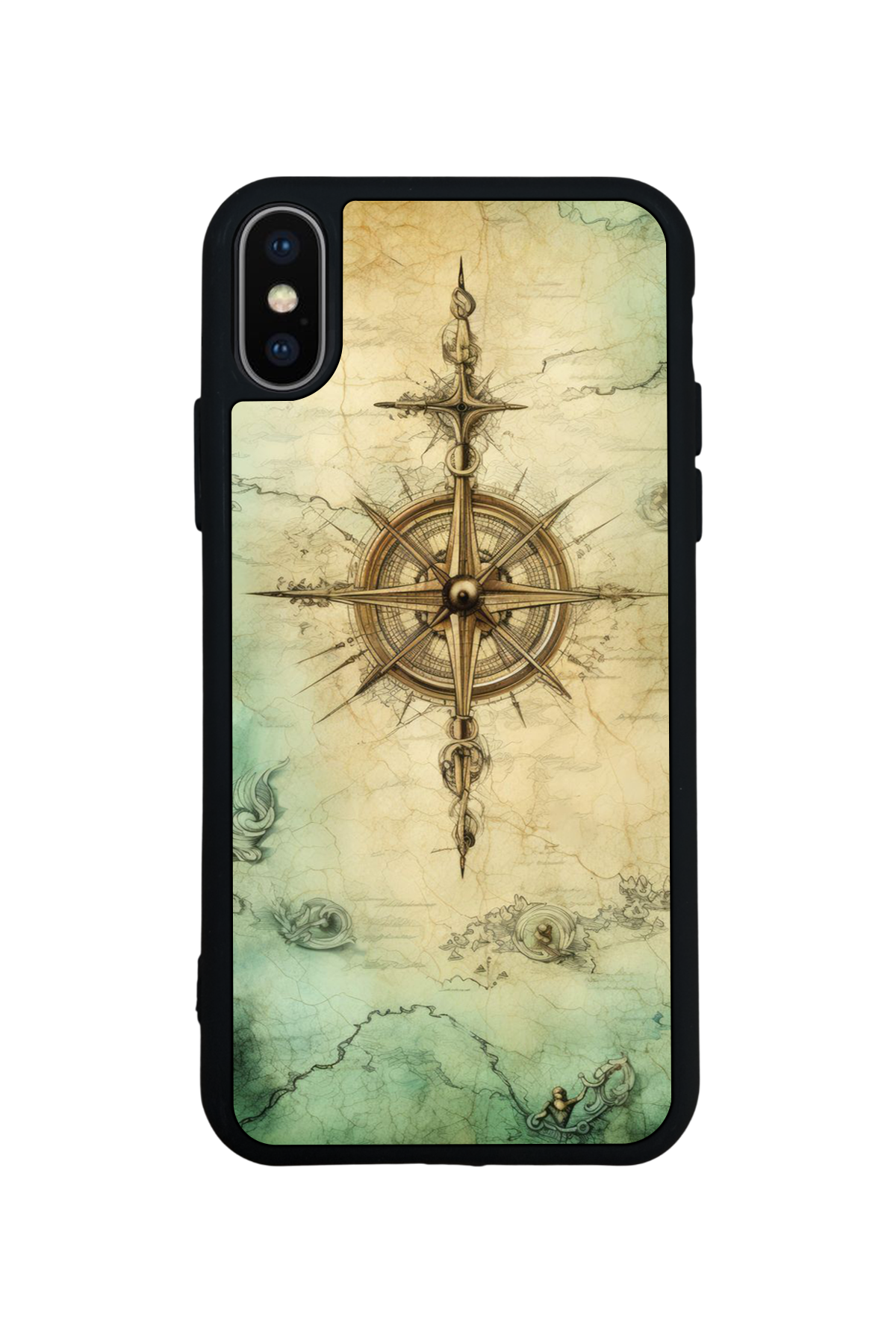 iPhone X/ XS Uyumlu Pusula Tasarımlı Glossy Premium Kılıf