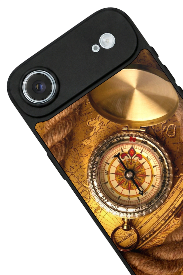iPhone 17 Air Uyumlu Pusula Tasarımlı Glossy Premium Kılıf