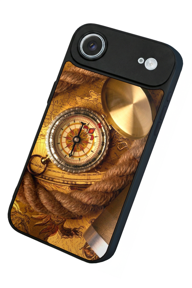 iPhone 17 Air Uyumlu Pusula Tasarımlı Glossy Premium Kılıf