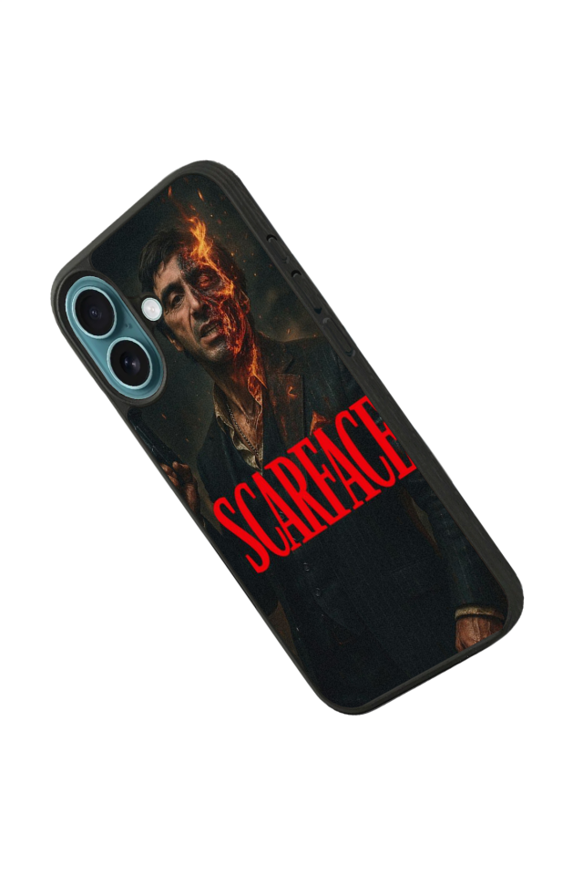 iPhone 16 Uyumlu Scarface Tasarımlı Glossy Premium Kılıf