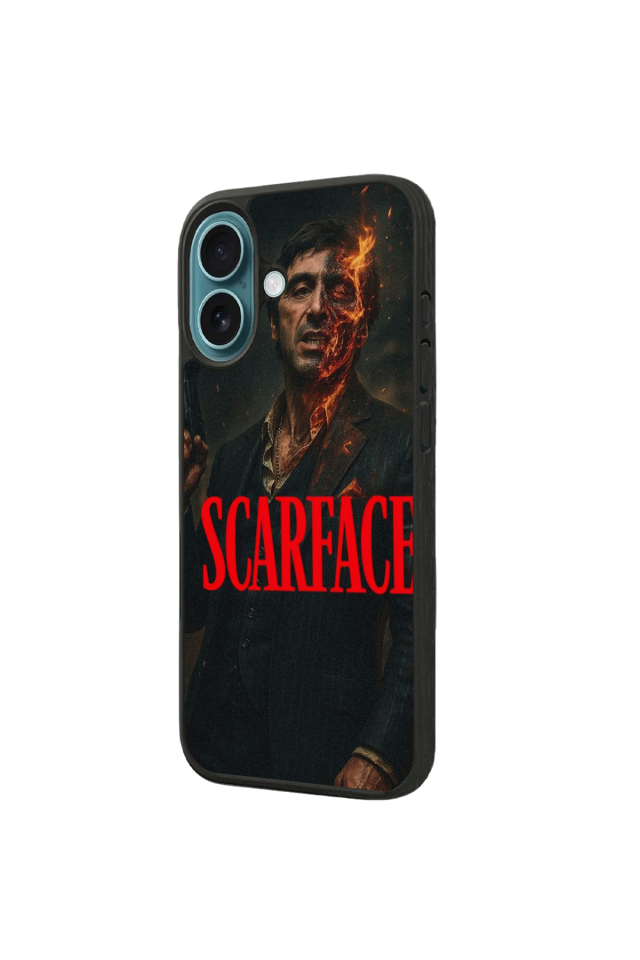 iPhone 16 Uyumlu Scarface Tasarımlı Glossy Premium Kılıf