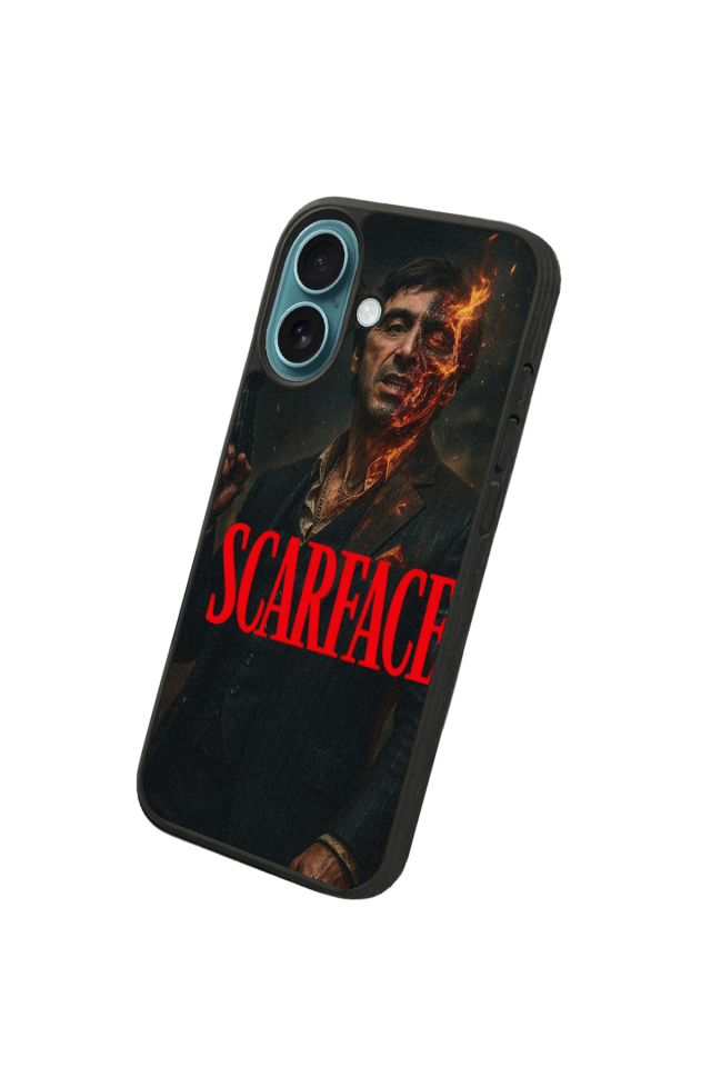 iPhone 16 Uyumlu Scarface Tasarımlı Glossy Premium Kılıf