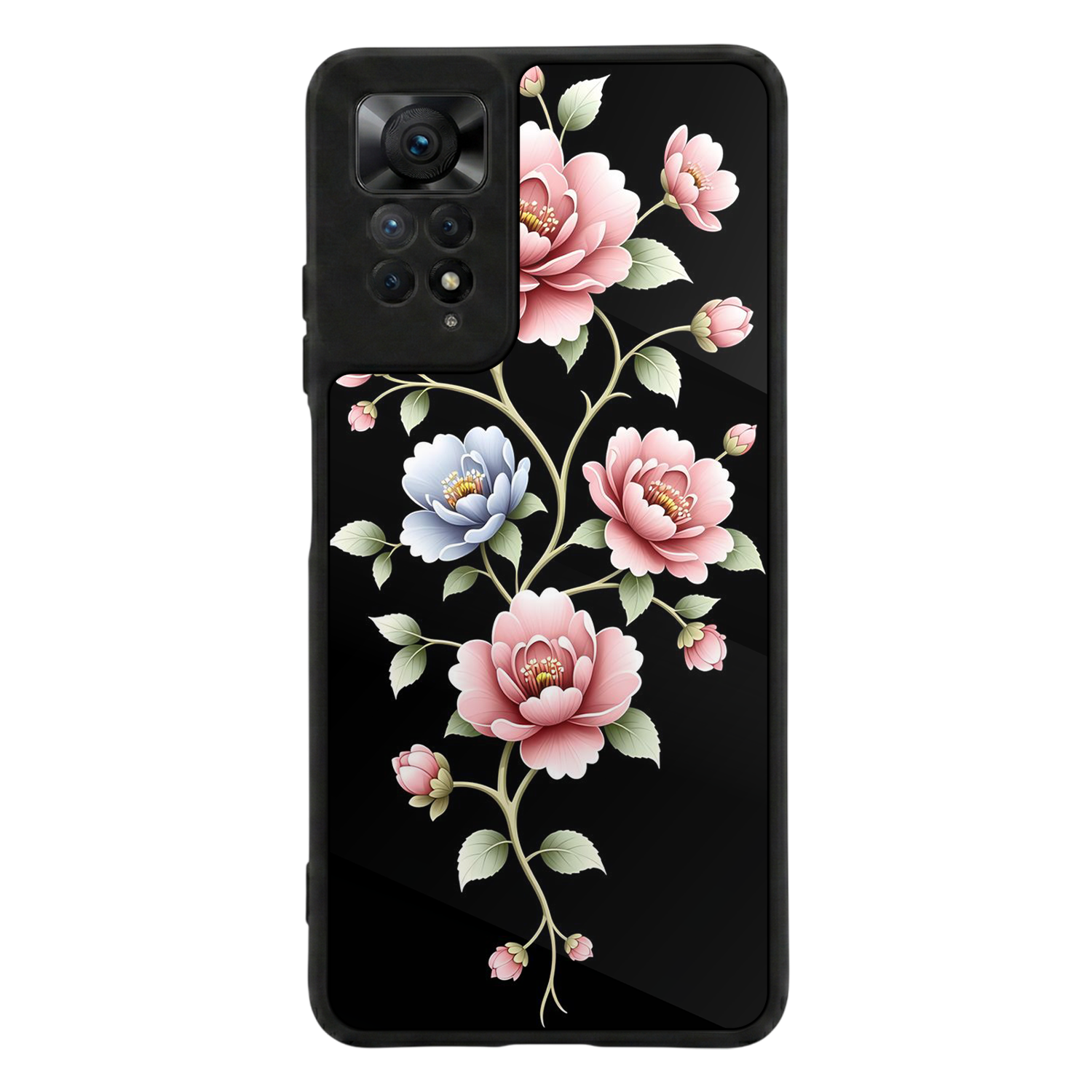 Xiaomi Redmi Note 11 Pro Uyumlu Yaldizli Cicek Tasarımlı Glossy Premium Kılıf