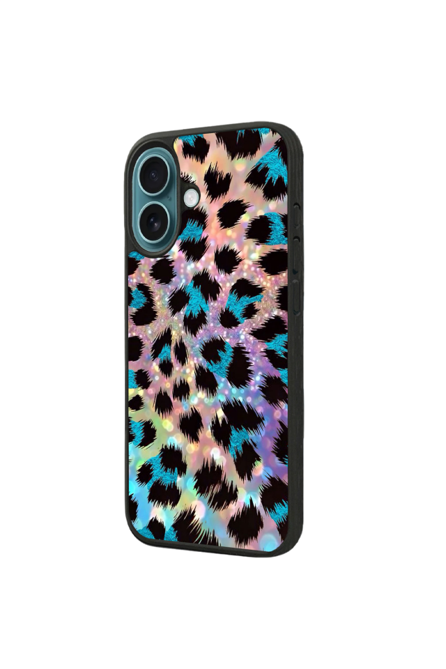 iPhone 16 Uyumlu Hologram Leopar Tasarımlı Glossy Premium Kılıf