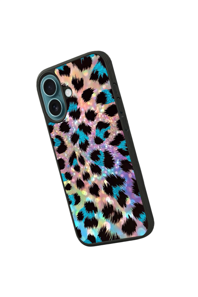 iPhone 16 Uyumlu Hologram Leopar Tasarımlı Glossy Premium Kılıf