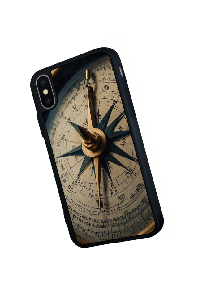 iPhone X/ XS Uyumlu Pusula Tasarımlı Glossy Premium Kılıf