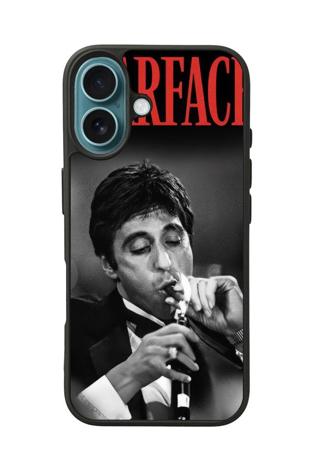 iPhone 16 Uyumlu Scarface Tasarımlı Glossy Premium Kılıf