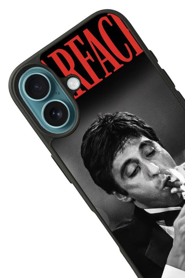 iPhone 16 Uyumlu Scarface Tasarımlı Glossy Premium Kılıf