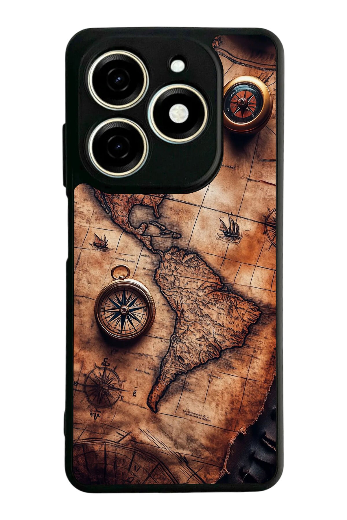 Infınıx Smart 8 Pro Uyumlu Harita Tasarımlı Glossy Premium Kılıf