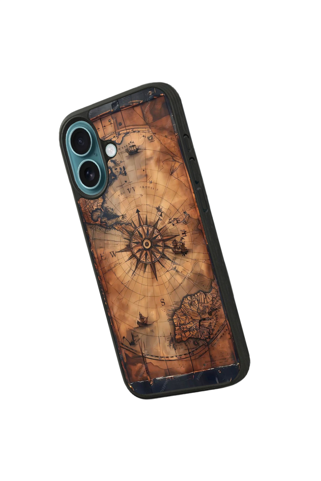 iPhone 16 Uyumlu Harita Tasarımlı Glossy Premium Kılıf