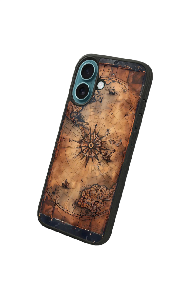 iPhone 16 Uyumlu Harita Tasarımlı Glossy Premium Kılıf