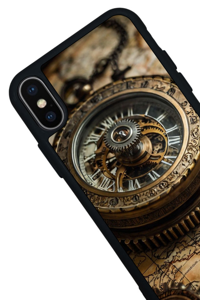 iPhone X/ XS Uyumlu Pusula Tasarımlı Glossy Premium Kılıf
