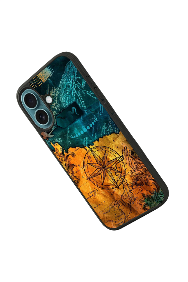 iPhone 16 Uyumlu Harita Tasarımlı Glossy Premium Kılıf