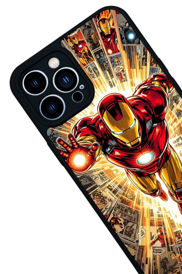 iPhone 12 Pro Max Uyumlu  Iron Man ( Demir Adam ) Tasarımlı Glossy Premium Kılıf