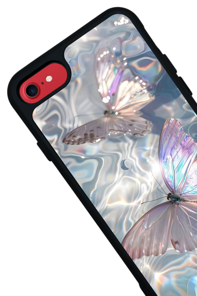 iPhone SE Uyumlu Kelebek Tasarımlı Glossy Premium Kılıf