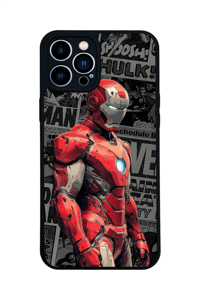 iPhone 12 Pro Max Uyumlu  Iron Man ( Demir Adam ) Tasarımlı Glossy Premium Kılıf