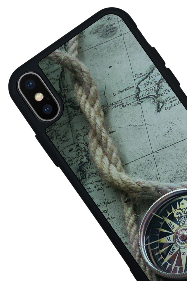 iPhone X/ XS Uyumlu Pusula Tasarımlı Glossy Premium Kılıf