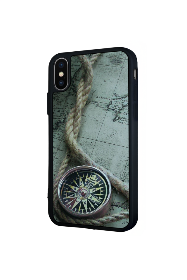 iPhone X/ XS Uyumlu Pusula Tasarımlı Glossy Premium Kılıf