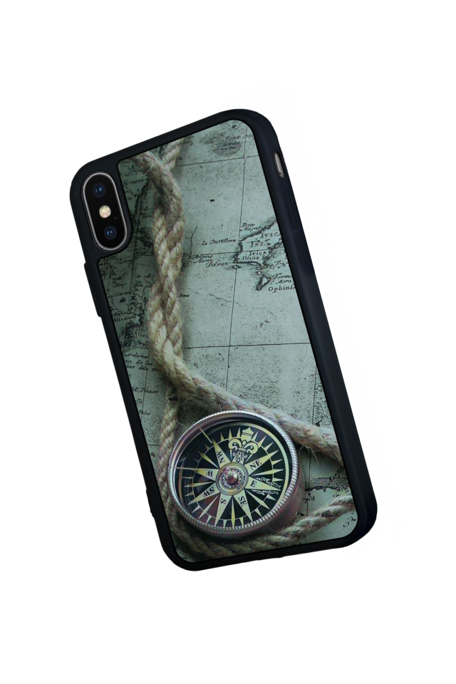 iPhone X/ XS Uyumlu Pusula Tasarımlı Glossy Premium Kılıf