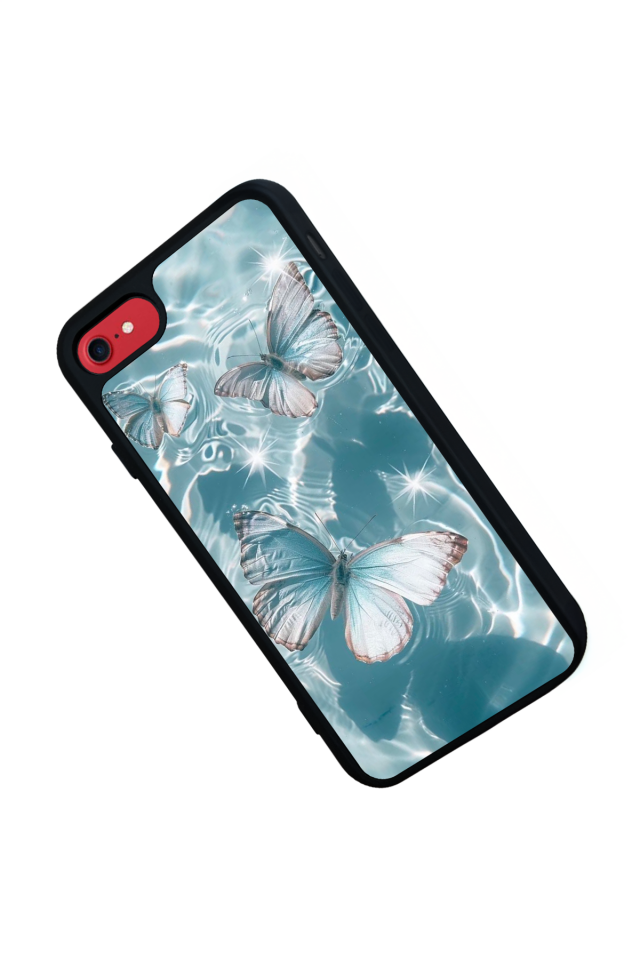 iPhone SE Uyumlu Kelebek Tasarımlı Glossy Premium Kılıf
