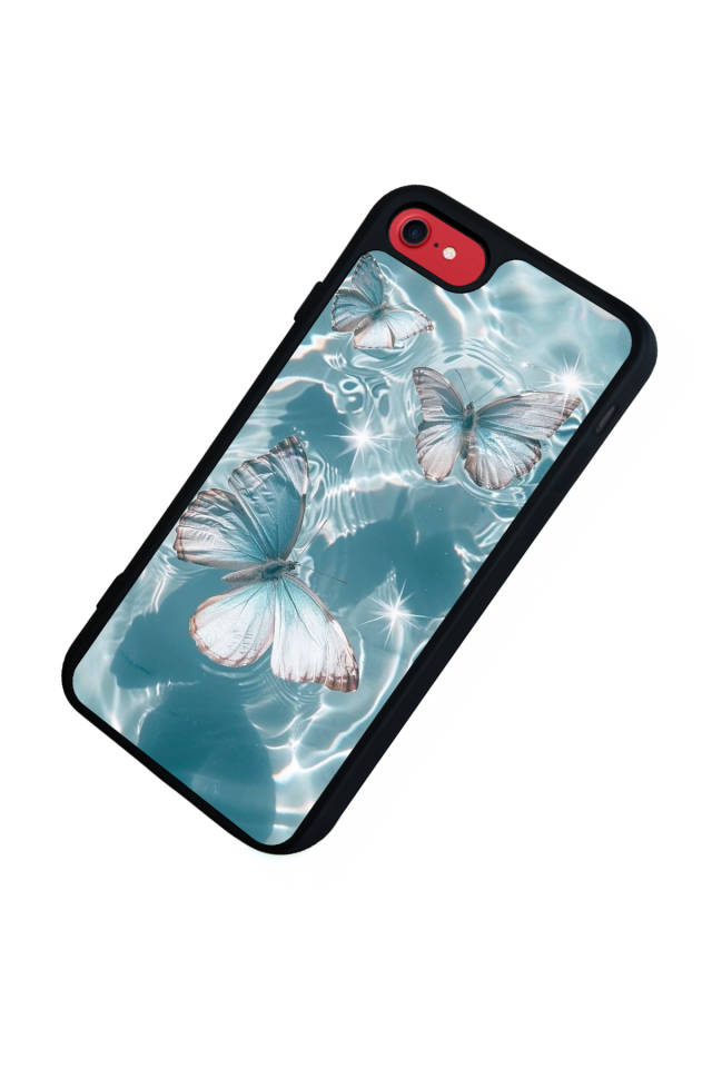 iPhone SE Uyumlu Kelebek Tasarımlı Glossy Premium Kılıf