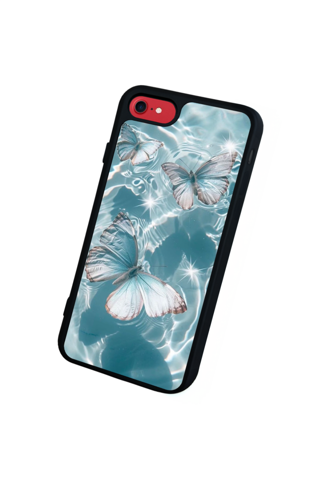iPhone SE Uyumlu Kelebek Tasarımlı Glossy Premium Kılıf