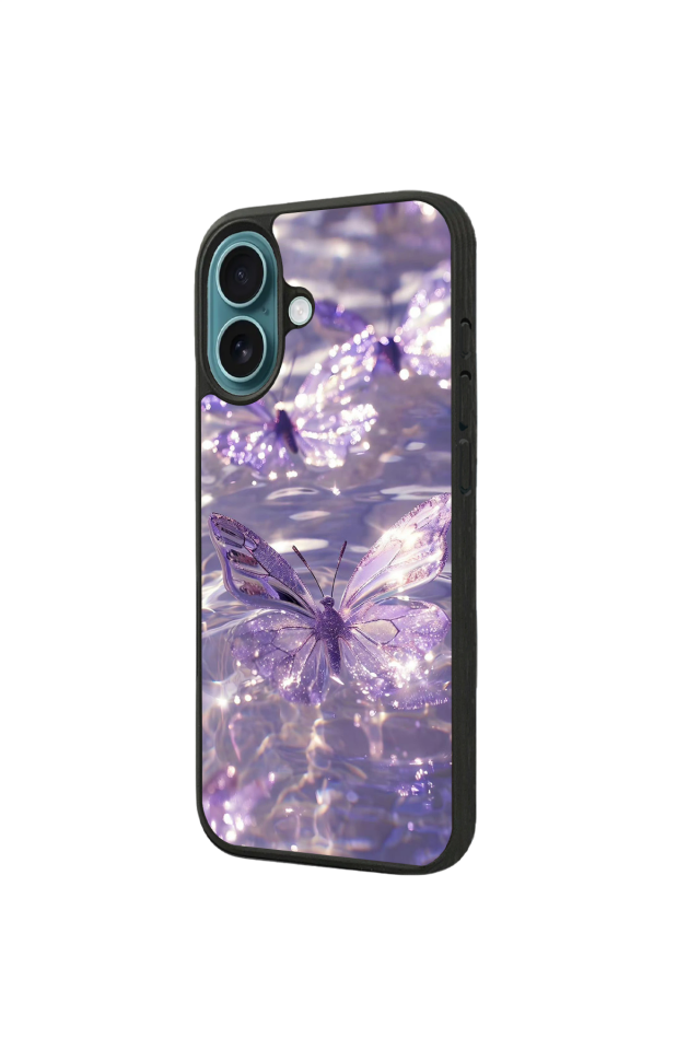 iPhone 16 Plus Uyumlu Kelebek Tasarımlı Glossy Premium Kılıf