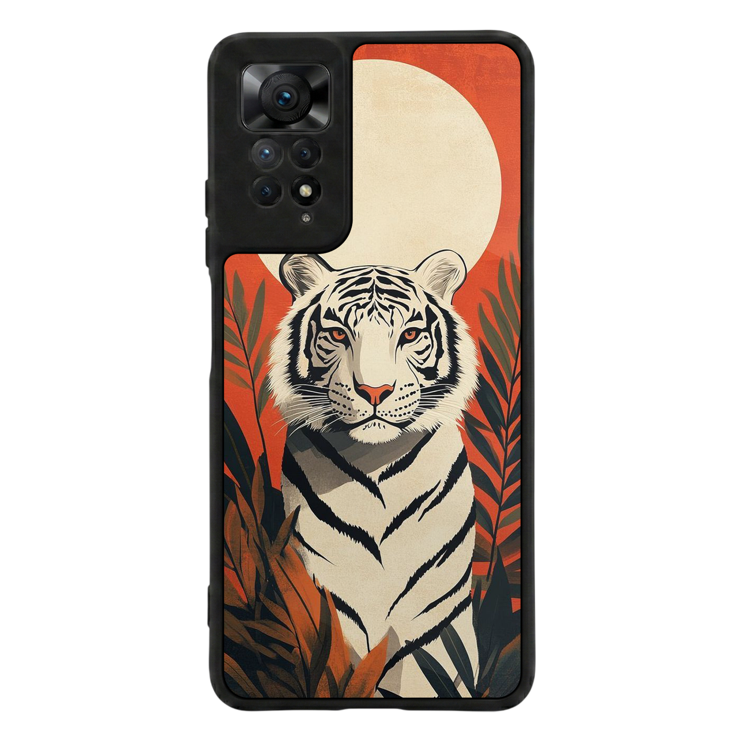 Xiaomi Redmi Note 11 Pro Uyumlu Kirmizi ve Kaplan Tasarımlı Glossy Premium Kılıf
