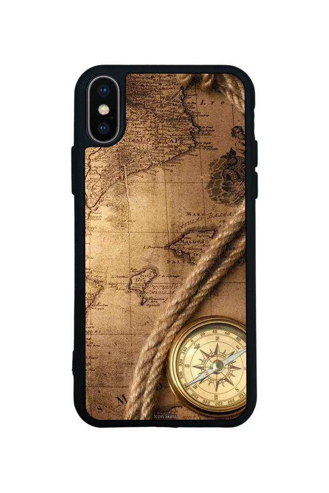 iPhone X/ XS Uyumlu Pusula Tasarımlı Glossy Premium Kılıf