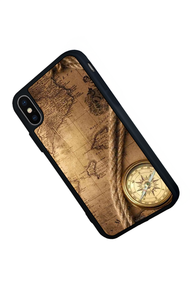 iPhone X/ XS Uyumlu Pusula Tasarımlı Glossy Premium Kılıf