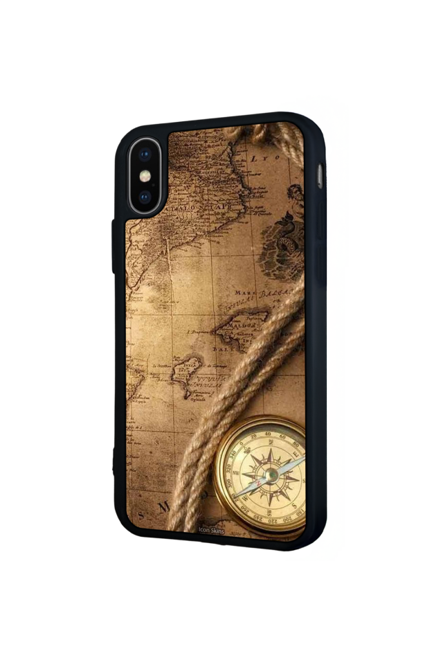 iPhone X/ XS Uyumlu Pusula Tasarımlı Glossy Premium Kılıf