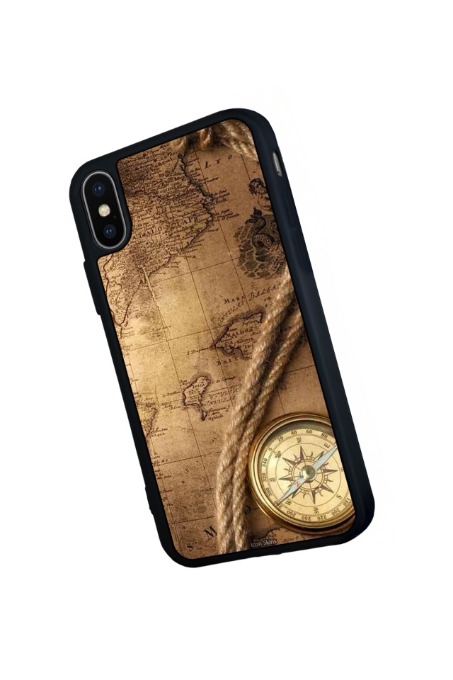 iPhone X/ XS Uyumlu Pusula Tasarımlı Glossy Premium Kılıf