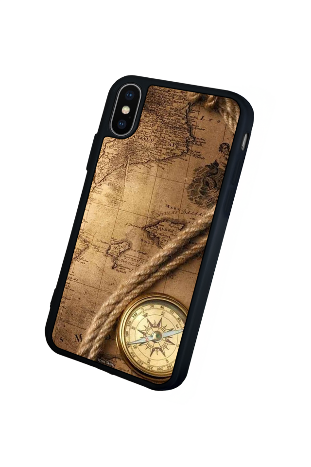 iPhone X/ XS Uyumlu Pusula Tasarımlı Glossy Premium Kılıf