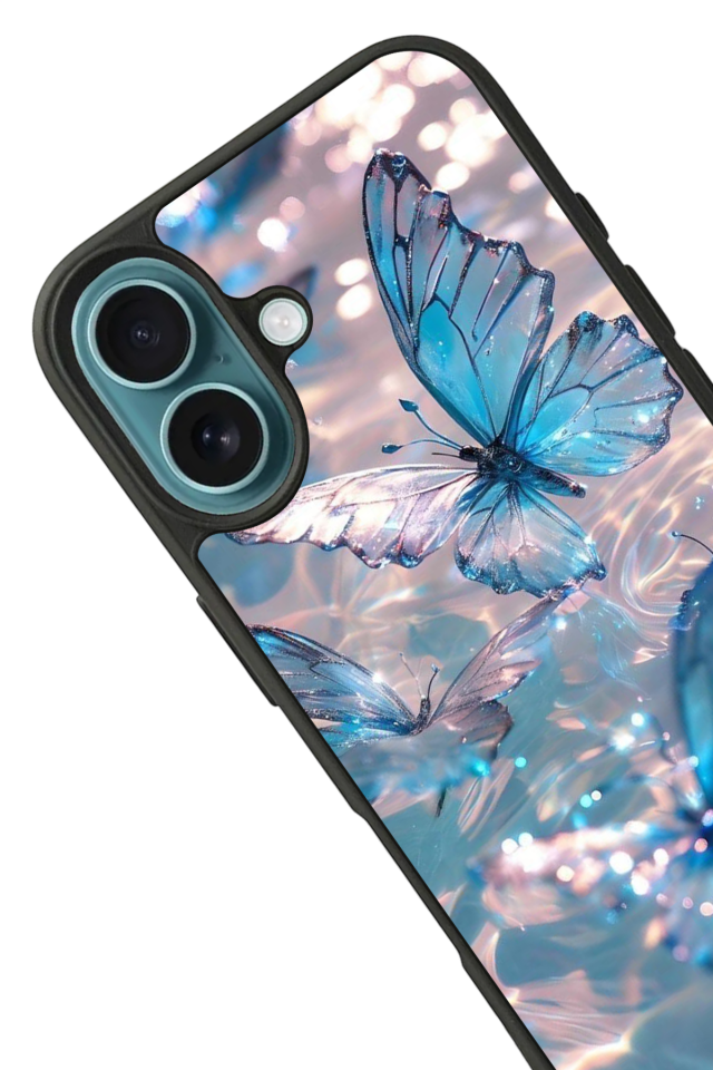 iPhone 16 Plus Uyumlu Kelebek Tasarımlı Glossy Premium Kılıf