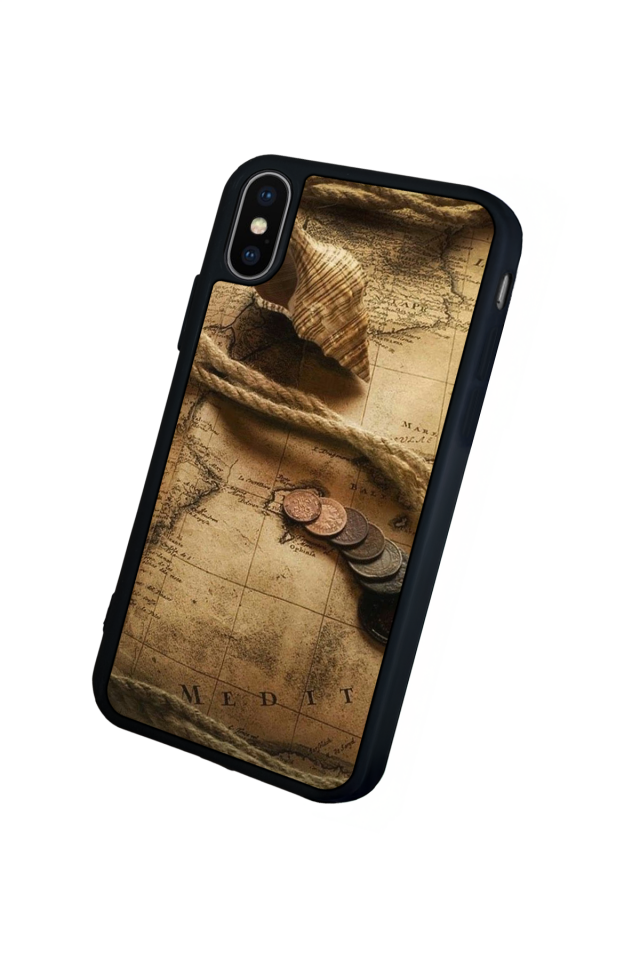 iPhone X/ XS Uyumlu Pusula Tasarımlı Glossy Premium Kılıf