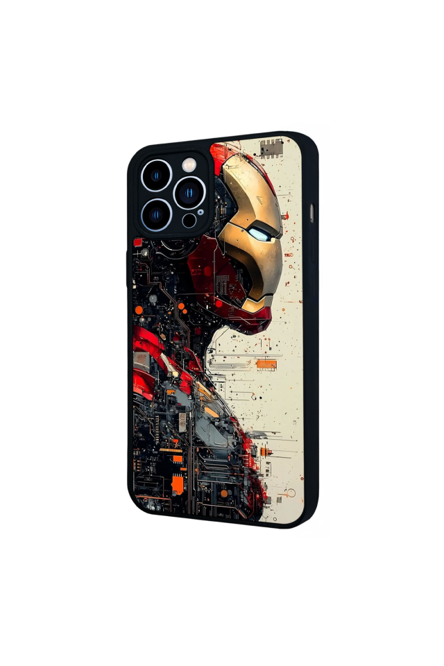 iPhone 12 Pro Max Uyumlu  Iron Man ( Demir Adam ) Tasarımlı Glossy Premium Kılıf