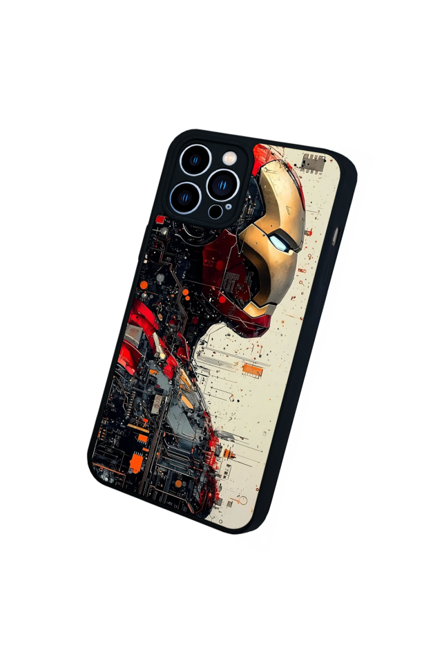 iPhone 12 Pro Max Uyumlu  Iron Man ( Demir Adam ) Tasarımlı Glossy Premium Kılıf