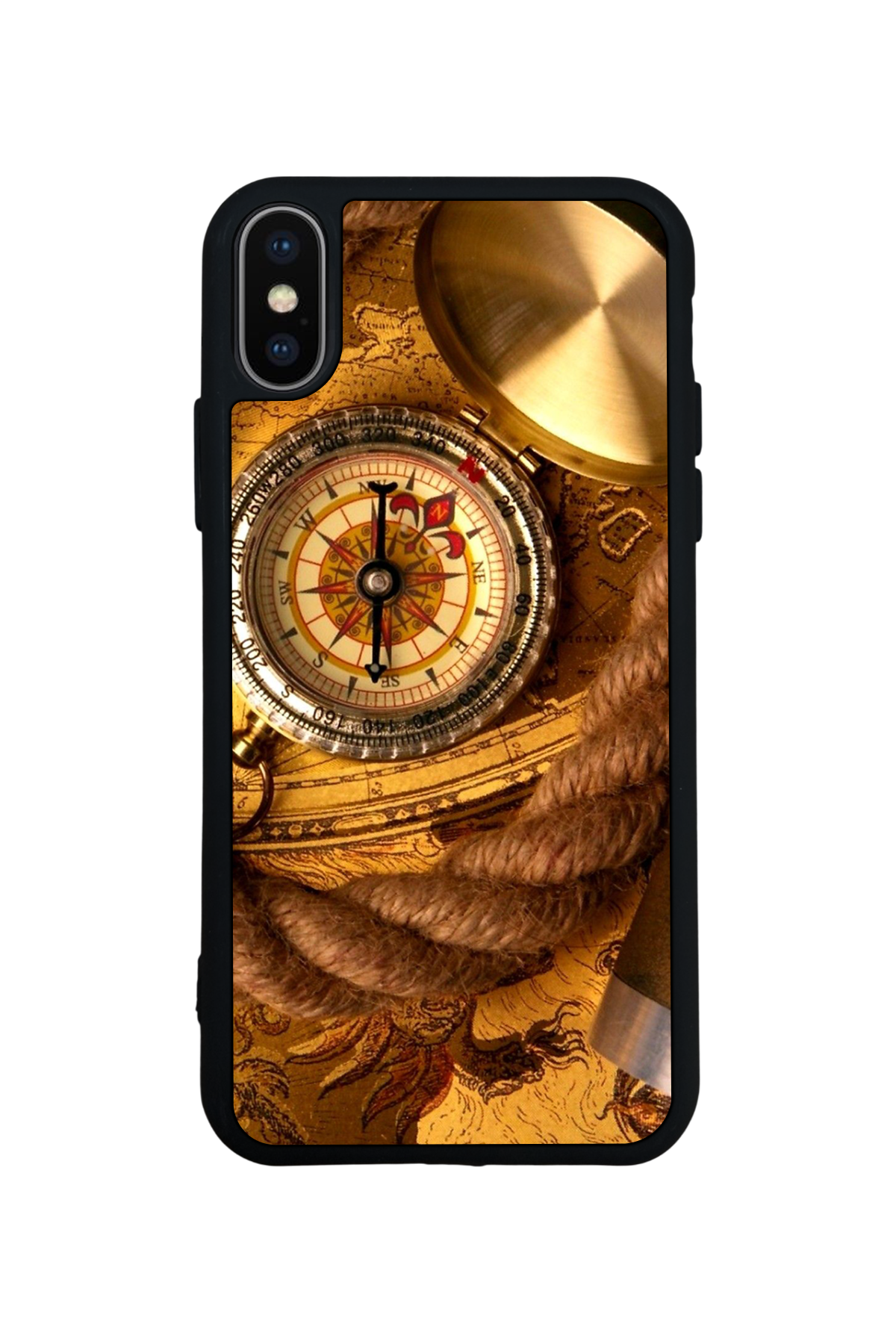 iPhone X/ XS Uyumlu Pusula Tasarımlı Glossy Premium Kılıf